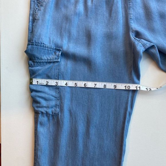 New (NWOT) Love tree Blue denim Chambray Cargo joggers Pockets Sz Large Tencil - Picture 9 of 9